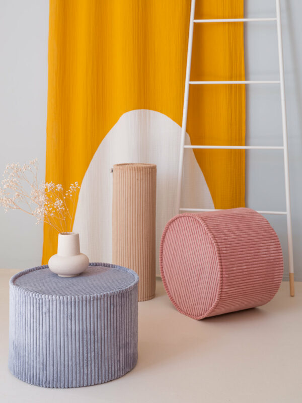 Wigiwama Pouf Rund - Rosa Mousse Rib - Afbeelding 2