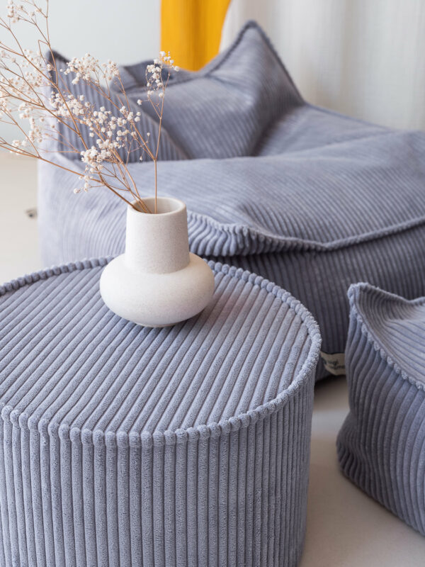 Wigiwama Pouf Rund - Blueberry Blue Rib - Afbeelding 4