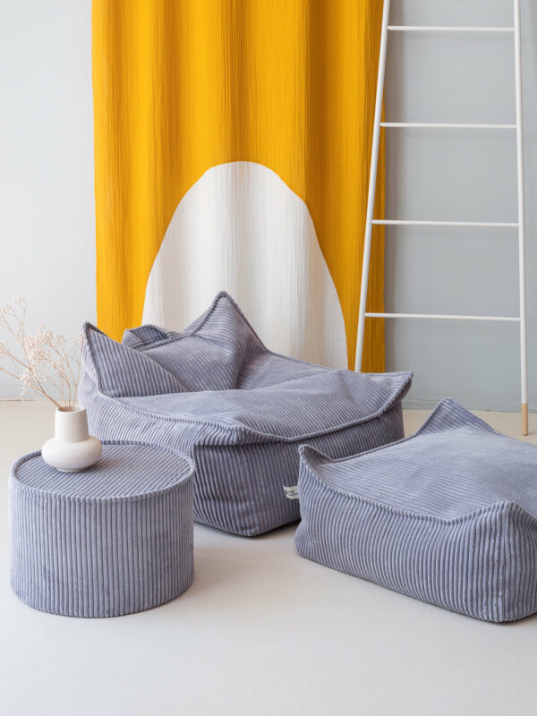 Wigiwama Pouf Rund - Blueberry Blue Rib - Afbeelding 6